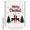 Christmas Red Black Buffalo Plaid Shower Curtain Christmas Reindeer Shower Curtains,Waterproof Polyester Fabric Bath Curtains with Hooks, Farmhouse Bathroom Decor 72x72in view 2