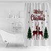 Christmas Red Black Buffalo Plaid Shower Curtain Christmas Reindeer Shower Curtains,Waterproof Polyester Fabric Bath Curtains with Hooks, Farmhouse Bathroom Decor 72x72in view 3