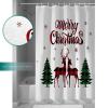 Christmas Red Black Buffalo Plaid Shower Curtain Christmas Reindeer Shower Curtains,Waterproof Polyester Fabric Bath Curtains with Hooks, Farmhouse Bathroom Decor 72x72in view 4