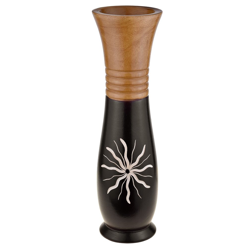 AeraVida Solar Ray of Sun Brown 14-inch Mango Tree Wood Vase Flower Vase | Handmade Home Office Table Vase| Flower Vases Decorative | Gift for Speacial Day