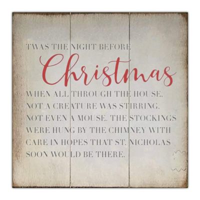 Aihesui Wood Signs Wall Hanging Wall Decoration Twas the Night Before Christmas Sign for Living Room Kitchen Batheroom Bedroom Office School 12x12inch