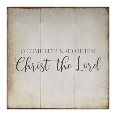 Aihesui Wood Signs Wall Hanging Wall Decoration O Come Let Us Adore Him Sign for Living Room Kitchen Batheroom Bedroom Office School 16x16inch white-style1