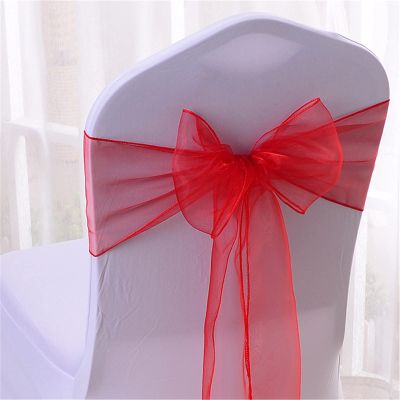 25 PCS Chair Sash Ribbon Bow Sashes for Wedding Banquets Events Supplies Party Chair Cover Sash Decoration (Red)