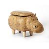 KDFJ Animal Footstools, Cute Hippopotamus Ottomans, Storage Stool, Pouffe Stool Solid Wood Stool Storage Shoe Bench-Storage Golden view 1