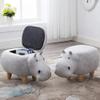 KDFJ Animal Footstools, Cute Hippopotamus Ottomans, Storage Stool, Pouffe Stool Solid Wood Stool Storage Shoe Bench-Storage Golden view 2