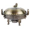 MNSSRN Retro Copper Hot Pot, Round 3L Visual Insulation Food Heater with Burner Stove Stand Self-Service Stove,B view 1