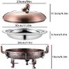MNSSRN Retro Copper Hot Pot, Round 3L Visual Insulation Food Heater with Burner Stove Stand Self-Service Stove,B view 2
