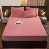 CFYCYHDZHT Bed Cover Room Pure Color Non Slip Crystal Velvet Mattress Top Hat, Warm Adult Bedroom Bed Cover Single Double King Size Bed Rose Red, 120x200cm view 1