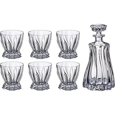 Plantica Collection Modern Crystal Hand-Crafted Decorative Whiskey Set - Whiskey Set 1+6