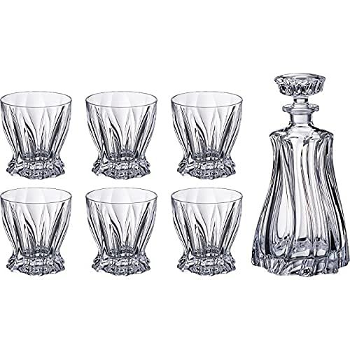 Plantica Collection Modern Crystal Hand-Crafted Decorative Whiskey Set - Whiskey Set 1+6