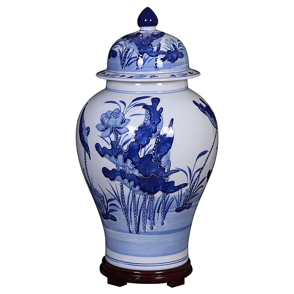 JaidWefj Traditional Chinese Style Porcelain Vases,Blue-and-White Porcelain Desktop Planter Vase,Ceramic Modern Vase for Flowers,China Ming Style,Height 42cm
