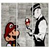 artgeist Textured Canvas Wall Art Banksy Super Mario Mushroom Cop 53x35 in - 3pcs Painting Canvas Prints Picture Artwork Image Framed Contemporary Wall Street Art Graffiti Urban Concrete i-C-0097-b-e view 4