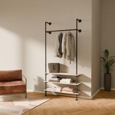 pamo Wall Mounted Clothing Rack with Metal Sheves 41" W 87" H, 309 lbs