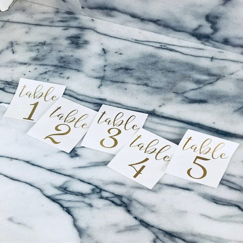 Wedding Table Numbers, Table Number Decals for Wedding Centerpiece, Vinyl Numbers, DIY Table Number, Calligraphy Wedding Table Numbers (5 inches, Tables 1-28, Navy)