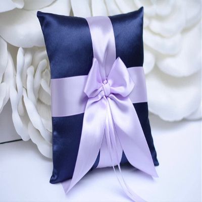 Flower Girl Basket and Ring Bearer Pillow Set Navy Violet Wedding Basket, Lavender Basket, Navy Ring Pillow Blush, Flower Girl Gift (1 Pillow + 1 Basket)