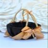 Flower Girl Basket and Ring Bearer Pillow Set Black Gold Wedding Basket Gold Ring Pillow Wedding Ring Pillow Gold Pearl Handle Baske (Ivory, 2 Pillow + 3 Baskets) view 4