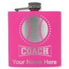 6oz Stainless Steel Flask, Baseball Coach, Personalized Engraving Included (Pink) view 1