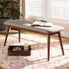 BOWERY HILL Upholstered Wood Bench in Light Gray and Medium Oak view 2