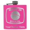 6oz Stainless Steel Flask, Made in Brazil, Personalized Engraving Included (Pink) view 1
