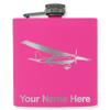 6oz Stainless Steel Flask, High Wing Airplane, Personalized Engraving Included (Pink) view 1