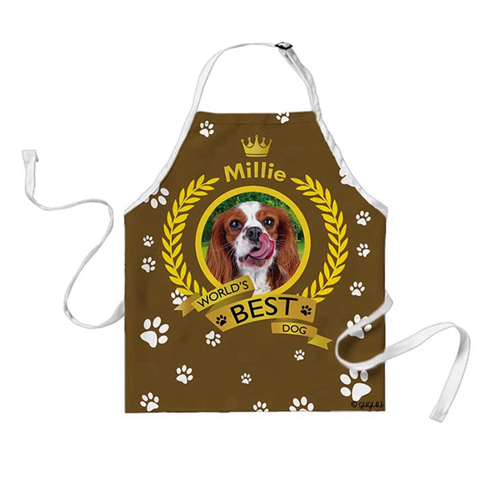 GUGLILI Custom Name Apron World's Best Dog Cavalier King Charles Spaniel 29x34in Brown