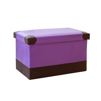 DANADESK Foldable Rectangular Storage Ottoman Footstool, Leather Shoes Bench Storage Bench Chest with Memory Foam seat Footrest Stool -Purple S