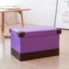 DANADESK Foldable Rectangular Storage Ottoman Footstool, Leather Shoes Bench Storage Bench Chest with Memory Foam seat Footrest Stool -Purple S view 2