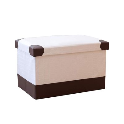 DANADESK Foldable Rectangular Storage Ottoman Footstool, Leather Shoes Bench Storage Bench Chest with Memory Foam seat Footrest Stool -White M