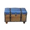 DANADESK Retro Wooden Storage Ottoman Footstool, Industrial Style Storage Bench Shoes Change Stool Small Upholstered seat Bed end Stool-Blue L view 1