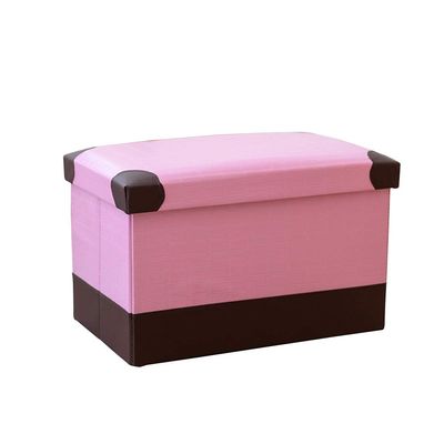 DANADESK Foldable Rectangular Storage Ottoman Footstool, Leather Shoes Bench Storage Bench Chest with Memory Foam seat Footrest Stool -Pink A S