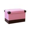 DANADESK Foldable Rectangular Storage Ottoman Footstool, Leather Shoes Bench Storage Bench Chest with Memory Foam seat Footrest Stool -Pink A S view 1