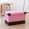 DANADESK Foldable Rectangular Storage Ottoman Footstool, Leather Shoes Bench Storage Bench Chest with Memory Foam seat Footrest Stool -Pink A S view 2