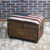 DANADESK Retro Wooden Storage Ottoman Footstool, Industrial Style Storage Bench Shoes Change Stool Small Upholstered seat Bed end Stool-America S view 2
