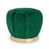 DANADESK Small Round Tufted Velvet Ottoman Footstool, Upholstered footrest with Gold Plating Base Shoe Change Stool for Extra seat-Green view 1