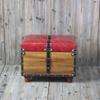 DANADESK Retro Wooden Storage Ottoman Footstool, Industrial Style Storage Bench Shoes Change Stool Small Upholstered seat Bed end Stool-red S view 3