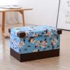DANADESK Foldable Rectangular Storage Ottoman Footstool, Leather Shoes Bench Storage Bench Chest with Memory Foam seat Footrest Stool -Blue S view 2