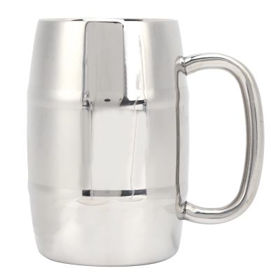 070 Stainless Steel Beer Mug, DoubleWalled Large 550ML Whiskey Barrel, Milk Cup for Hot Cold Drinks, Great Holiday Friends