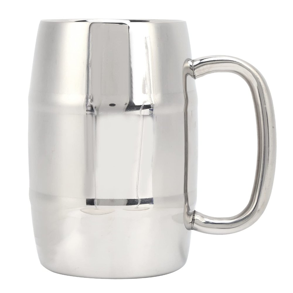 070 Stainless Steel Beer Mug, DoubleWalled Large 550ML Whiskey Barrel, Milk Cup for Hot Cold Drinks, Great Holiday Friends