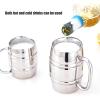 070 Stainless Steel Beer Mug, DoubleWalled Large 550ML Whiskey Barrel, Milk Cup for Hot Cold Drinks, Great Holiday Friends view 2