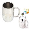 070 Stainless Steel Beer Mug, DoubleWalled Large 550ML Whiskey Barrel, Milk Cup for Hot Cold Drinks, Great Holiday Friends view 4
