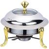 Chafer Round Chafing Dish Stainless Steel Thicken Durable Frame with Lid and Fuel Holder for Catering Buffet Warmer Tray Kitchen Party Dining,Gold,20cm view 2