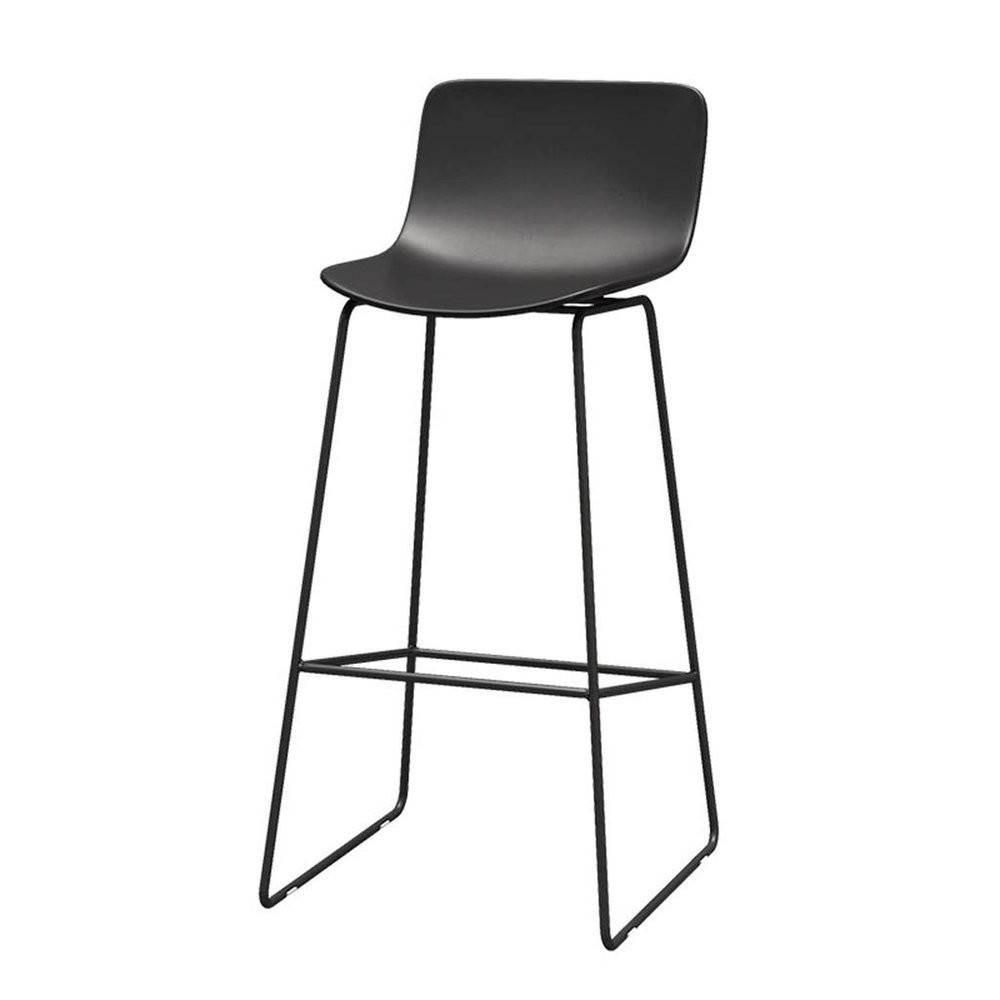 Round Bar Stool PP Cushion with Footrest Height 65cm/70cm/75cm, Pub Chair Home Kitchen Bar Stools with Backrest Stool (Black,White)