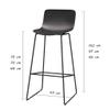 Round Bar Stool PP Cushion with Footrest Height 65cm/70cm/75cm, Pub Chair Home Kitchen Bar Stools with Backrest Stool (Black,White) view 3