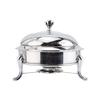 Chafer Round Chafing Dish Stainless Steel Thicken Durable Frame with Lid and Fuel Holder for Catering Buffet Warmer Tray Kitchen Party Dining,Silver,26cm view 2