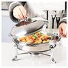 Chafer Round Chafing Dish Stainless Steel Thicken Durable Frame with Lid and Fuel Holder for Catering Buffet Warmer Tray Kitchen Party Dining,Silver,24cm view 1