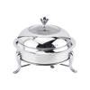 Chafer Round Chafing Dish Stainless Steel Thicken Durable Frame with Lid and Fuel Holder for Catering Buffet Warmer Tray Kitchen Party Dining,Silver,24cm view 4