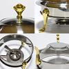 Chafer Round Chafing Dish Stainless Steel Thicken Durable Frame with Lid and Fuel Holder for Catering Buffet Warmer Tray Kitchen Party Dining,Gold,24cm view 3