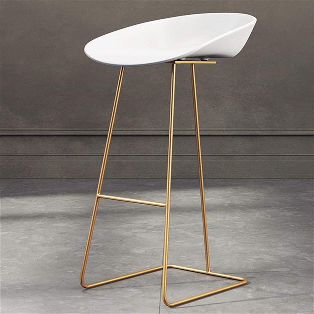 Bar Stool Counter Height Bar Stool Kitchen Dining Cafe Bar Chair with Pedal and Gold Base, 300LBS Weight Capacity (Black and White)