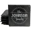 Coasters for The Family: Round Split Monogram Slate Drink Coasters with Flowers - Square Slate - Set of 8 view 1