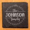 Coasters for The Family: Round Split Monogram Slate Drink Coasters with Flowers - Square Slate - Set of 8 view 2